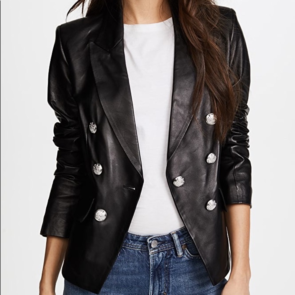 NWT INC Faux Leather Blazer Black Jacket Size PM - Picture 3 of 7